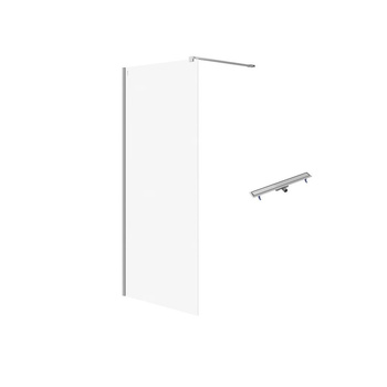 SET C77 WALK-IN MILLE CHROM 90X200+ODPŁYW LINIOWY TAKO 80 STAL WIR