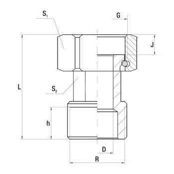 Śrubunek RUMET mosiądz 1'' x 1'' (gw x gz), 49 mm