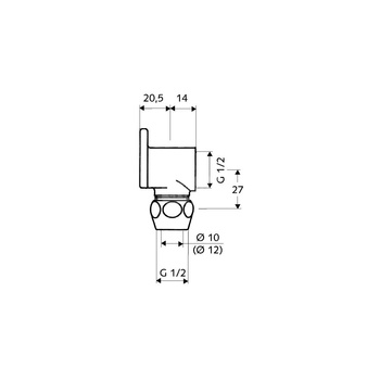 Trójnik z tarcza scienna 1/2" x 12 mm,