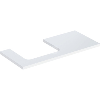 Blat pod umywalkę Geberit ONE z wycięciem, do prostokątnej umywalki nablatowej: B=104.2cm, Biały, Przekrój=Lewa strona, Lakierowany na wysoki połysk