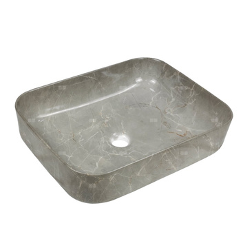 Umywalka nablatowa FLORINA szary połysk marmur