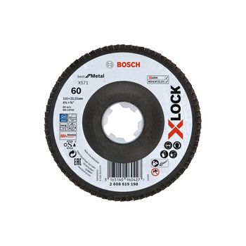 Tarcze listkowe z systemem X-LOCK, wersja kątowa, płyta z włókniny 115 mm, G 60, X571, Best for Metal, 1 szt. D= 115 mm, G= 60,