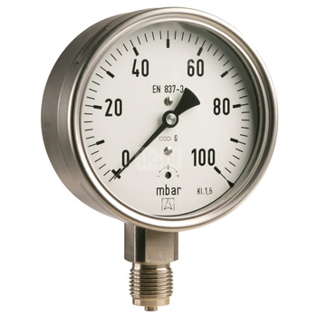 Manometr z rurką Bourdona AFRISO RF chemiczny 0/100 bar G1/2B radialne fi 100 mm, kl. 1,0%