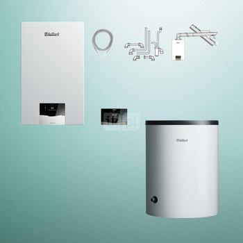 Pakiet - Kocioł gazowy jednofunkcyjny VAILLANT ecoTEC plus VC 30CS/1-5 kondensacyjny wiszący 3.9 - 33.3 kW+ Zestaw powietrzno-spalinowy + RegulatorsensoCOMFORT 720f + Zasobnik c.w.uVIH R 120/6 B