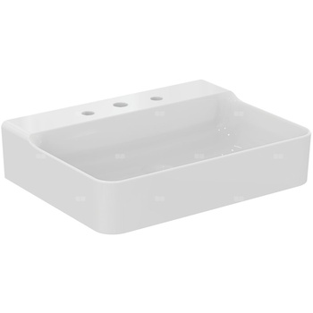 Umywalka 600x450x145 mm Spód szlifowany, 3 otwory na baterię, bez przelewu - CONCA