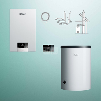 Pakiet - Kocioł gazowy jednofunkcyjny VAILLANT ecoTEC plus VC 15CS/1-5 kondensacyjny wiszący 2.8 - 16.4 kW + RegulatorsensoCOMFORT 720 + Zestaw powietrzno-spalinowy szachtowy + Zasobnik c.w.uVIH R 150/6 B