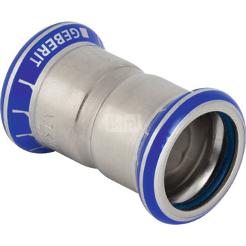 Mufa GEBERIT Mapress Edelstahl FKM, stal nierdzewna, 108 mm, DN 100 x 108 mm x DN 100 (mufa zaprasowywana x mufa zaprasowywana), (głębokość: 22 mm) z uszczelką