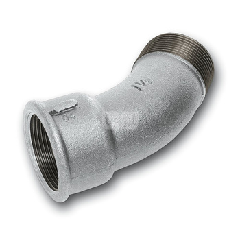 Łuk 45' SANHA 40#, żeliwo (cynk/nikiel) (ocynk), 4'' (GW x GZ)