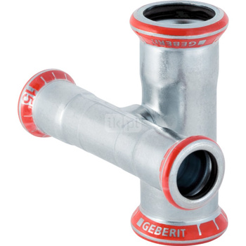 Czwórnik GEBERIT Mapress C-Stahl 90' stal, 28 mm x 18 mm x 28 mm x 18 mm DN 25 x DN 15 x DN 25 x DN 15, mz x mz x mz x mz