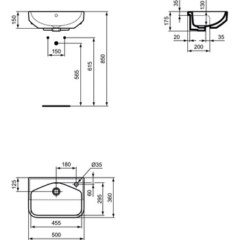 IS I.LIFE S Umywalka półblatowa 50 White BXD