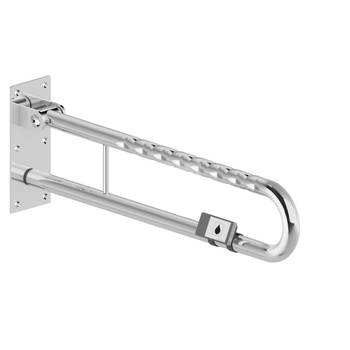 LEHNEN FUNKTION Poręcz WC łukowa uchylna 700mm, z przyciskiem radiowym, do spłukiwania wody w toalecie, falista