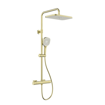 Deszczownia Malaga z baterią termostatyczną, natryskową, ścienną, PVD brushed light gold