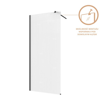 Kabina walk-in szkło ryflowane profil czarny