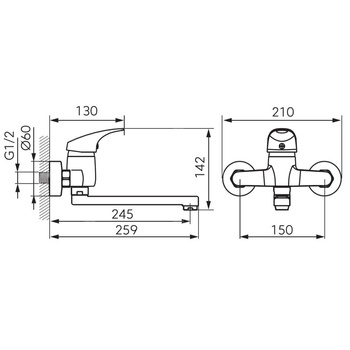 FERRO ONE bateria zlewozmywakowa ścienna, chrom