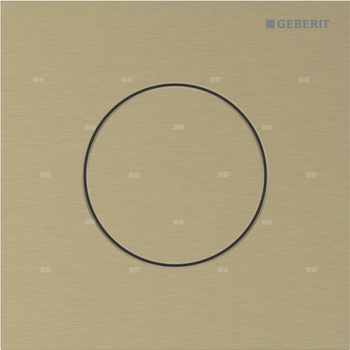 Przycisk uruchamiający Geberit typ 40 do systemu spłukiwania pisuarów z pneumatycznym uruchamianiem spłukiwania, okrągły: W kolorze mosiądzu / Szczotkowany, powlekany easy-to-clean
