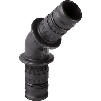 Kolano 45' GEBERIT Mepla, PVDF / PVDF, 26 mm, DN 20 x 26 mm x DN 20 (końcówka wciskowa x końcówka wciskowa), (głębokość: 15 mm) z uszczelką