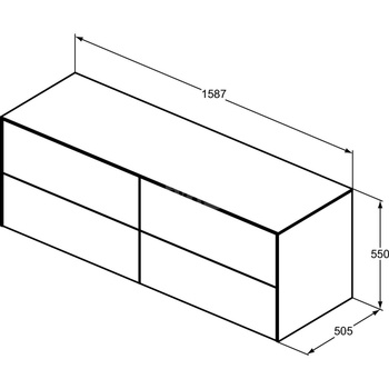 CONCA SZAFK 160X50X55 4 DR+WTOP NOC DKWN