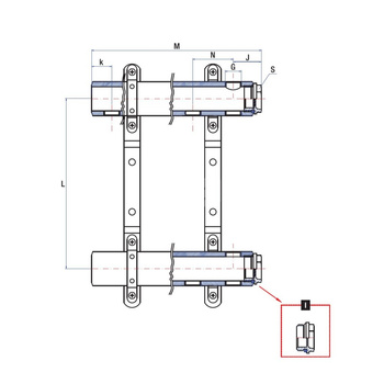 Rozdzielacz ogrzewania RUMET 50A 8 obwodowy
