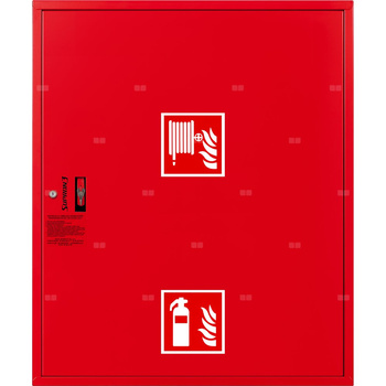 Hydrant DN 25 FIT zawieszany z miejscem na gaśnice pod zwijadłem, wąż 30 m, zamek patent, RAL 3000