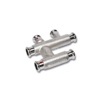 Trójnik SANHA Therm krzyżowy stal (niklowanie) 22 mm x 18 mm x 22mm (zw x zw x zw)