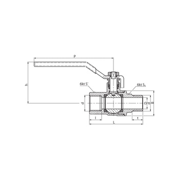 Zawór kulowy PERFEXIM HUZAR typ ciężki PHA-200/2 mosiądz niklowany 1/2'' GZ x GW, uchwyt: dźwignia