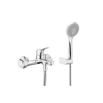 MORRIS BATERIA WANNOWA ŚCIENNA Z NATRYSKIEM PUNKTOWYM KOMPLETNYM (RĄCZKA 3 FUNKCYJNA + WĄŻ METALOWY 1500 MM), CHROM