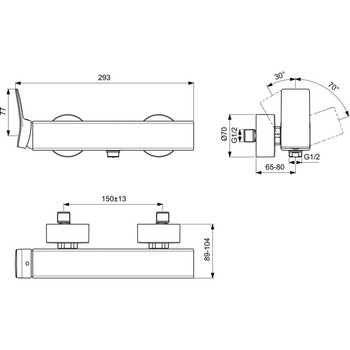 Bateria natryskowa natynkowa 293x104x112 mm 20.0 l/min (3 bar) - CONCA