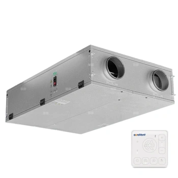 Rekuperator FLAT 150+ płaski, z panelem Wi-Fi, podwieszany lub do montażu na stropie, z by-passem, z nagrzewnicą wstępną i wymiennikiem przeciwprądowym entalpicznym