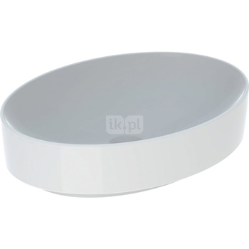 Umywalka GEBERIT Variform owalna, biała, 550mm, bez otworu na baterię, stawiana na blat, bez odpływu przelewowego, bez półki
