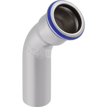 Kolano 45' GEBERIT Mapress Edelstahl jednokielichowe, stal nierdzewna, 54 mm (końcówka wciskowa x mufa zaprasowywana) z uszczelką