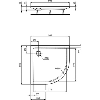 HOTLINE PÓŁOKRĄGŁY BRODZIK 90X90