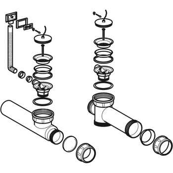 Zestaw odpływowo-przelewowy Geberit do umywalek wielofunkcyjnych z dwiema umywalkami