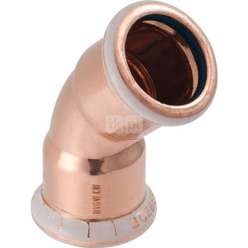 Kolano 45' GEBERIT Mapress Kupfer FKM, miedź, 54 mm, DN 50 x 54 mm x DN 50 (mufa zaprasowywana x mufa zaprasowywana), (głębokość: 22 mm) z uszczelką