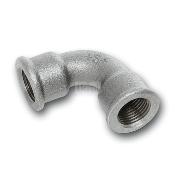 Łuk 90' SANHA 1A#, żeliwo (cynk/nikiel) (ocynk), 1'' (GW x GZ)