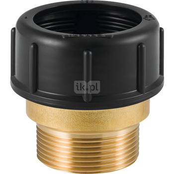 Łącznik GEBERIT HDPE, mosiądz, 2'' x 56 mm (GZ gazowy stożkowy x nakrętka) z uszczelką