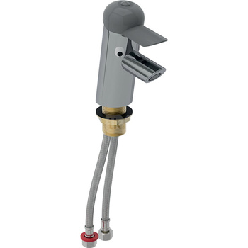 Bateria umywalkowa Geberit Bambini, mieszacz jednouchwytowy: Mieszacz=Z mieszaczem, Osłona: szara, Korpus: chrom błyszczący