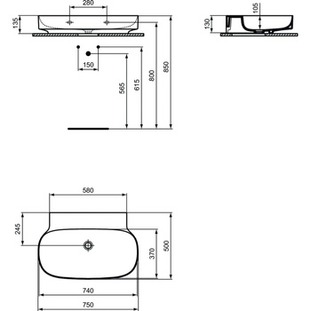 LINDA-X Umywalka 75 NTH NOF GRND GLS