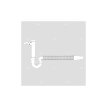 Półsyfon 1-komorowy G 1 1/2x40/50 z przyłączem AGD z kolanem odpływowym z wężem elastycznym