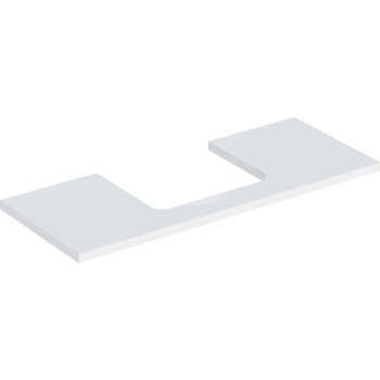 Blat pod umywalkę Geberit ONE z wycięciem, do prostokątnej umywalki nablatowej: B=119cm, Biały, Przekrój=Na środku, Lakierowany matowy