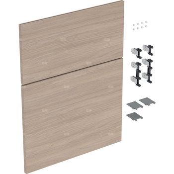 Zestaw frontów szuflad (2 szt.) do niskiej szafki bocznej, z dwoma szufladami GEBERIT iCon, kol. dąb melamina, struktura drewna szer.450 mm