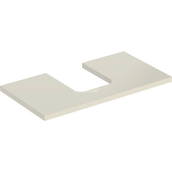 Blat pod umywalkę Geberit ONE z wycięciem, do umywalki nablatowej w kształcie misy: B=89.4cm, Piaskowy szary, Lakierowany na wysoki połysk, Przekrój=Na środku