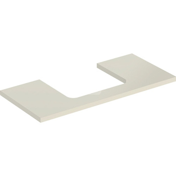 Blat pod umywalkę Geberit ONE z wycięciem, do prostokątnej umywalki nablatowej: B=104.2cm, Piaskowy szary, Przekrój=Na środku, Lakierowany na wysoki połysk