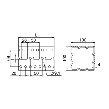 Szyna montażowa NICZUK KJ, dł. 6000 mm, stal nierdzewna (ocynk ogniowy)