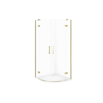 SET C621 KABINA CITY PÓŁOKR ZŁOTA 90X90X195+TAKO SLIM BIAŁY MAT WIR