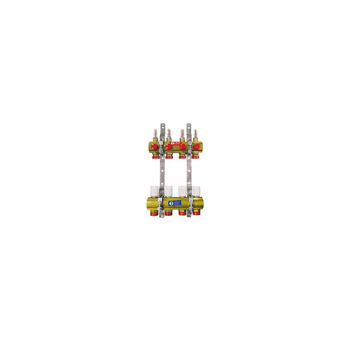 Rozdzielacz do ogrzewania podłogowego GIACOMINI R553F 3-obieg. mosiądz 1'' x eurocono 3/4'' + przepływomierz + termostat
