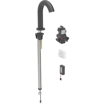 Bateria umywalkowa Geberit Piave, stojąca, zasilanie bateryjne, do podtynkowej skrzynki funkcyjnej, z mieszaczem, czarny mat