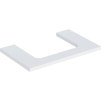 Blat pod umywalkę Geberit ONE z wycięciem, do prostokątnej umywalki nablatowej: B=74.6cm, Biały, Przekrój=Na środku, Lakierowany matowy