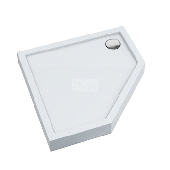 Brodzik akrylowy zintegrowany z nośnikiem Stabilsound Plus® oraz obudową akrylową przeciągniętą do podłogi Competia New 80x80x12 cm, pięciokątny