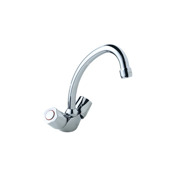 Bateria umywalkowa z podwójną regulacją 146x190x228 mm, wylewka 155 mm 12 l/min (3 bary), bez korka spustowego - ISKAR