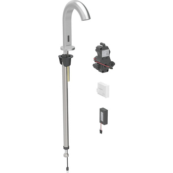 Bateria umywalkowa Geberit Piave, stojąca, zasilanie bateryjne, do podtynkowej skrzynki funkcyjnej, bez mieszacza, stal nierdzewna